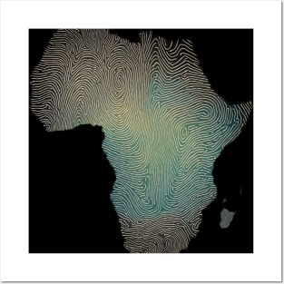 Africa Map Finger print Posters and Art